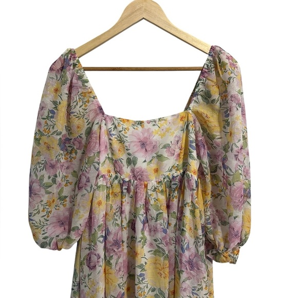 Storia Floral Maxi Dress in Pastel Hues Romantic Feminine Size Small Mama Mia - Picture 6 of 12